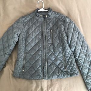 Banana Republic - quilted moto jacket - grey green